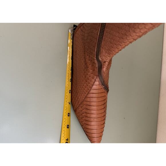 Dani Black Textured Snakeskin Python Zipper Brown Leather Tall Boots Sz 7.5 M - Picture 11 of 11